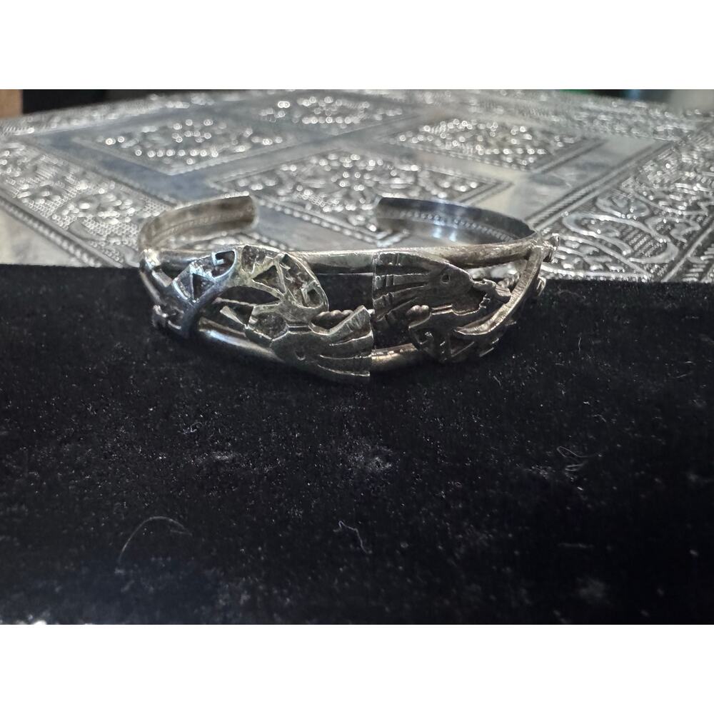 Vintage Kokopelli sterling cuff bracelet